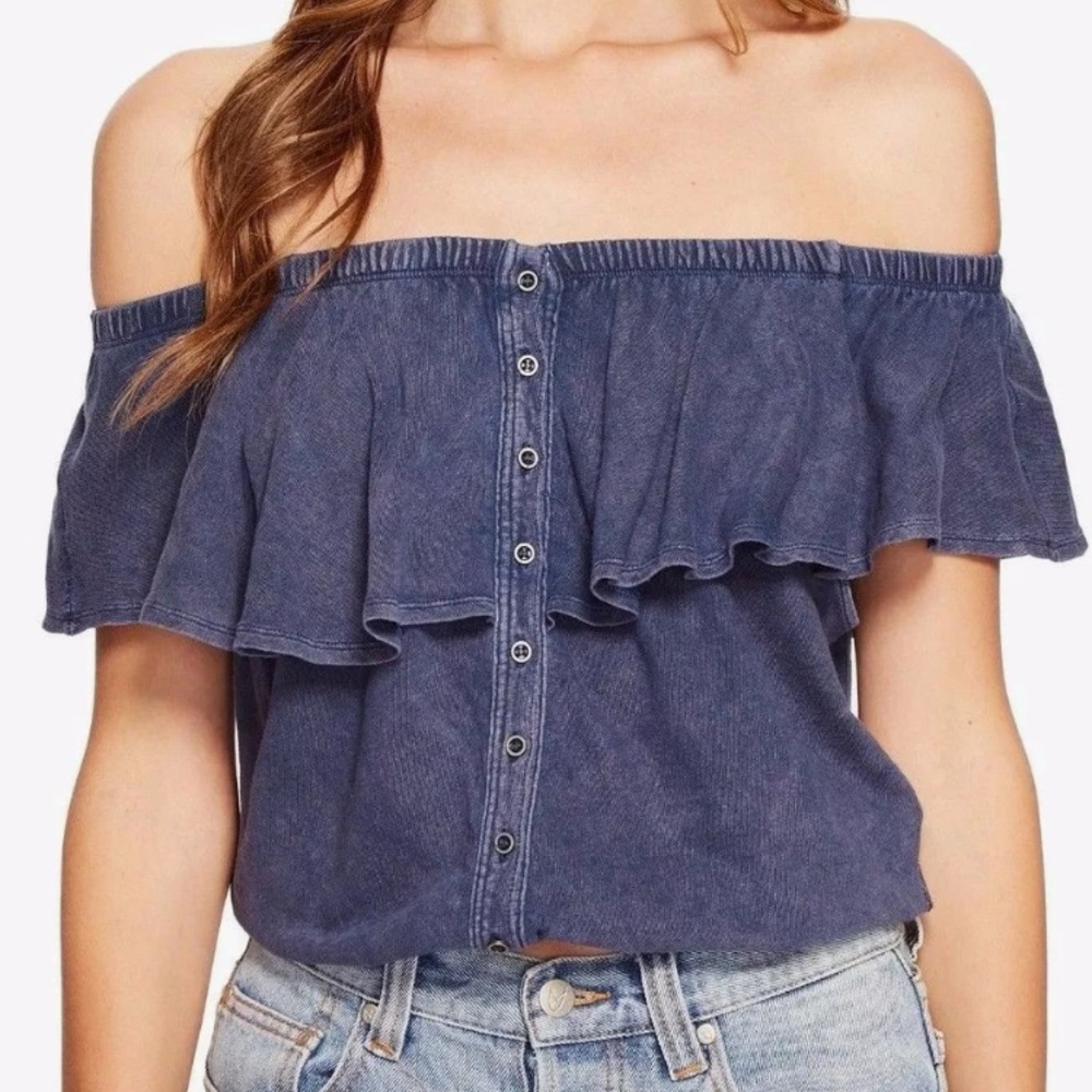 FREE PEOPLE LOVE LETTER TUBE TOP AN RUFFLED BLOUSE